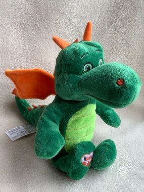 Kinder Surprise Plush Green Orange Plush Dragon Stuffed Animal Toy Crinkle Wings
